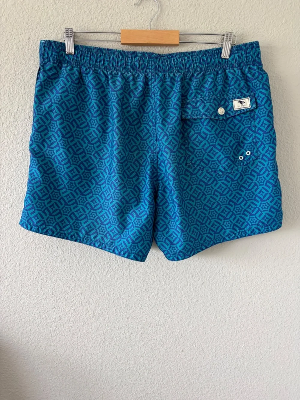 Ted Baker Mens Blue Geometric Print Swim Trunks 2XL/6 The Worlds Your Oyster